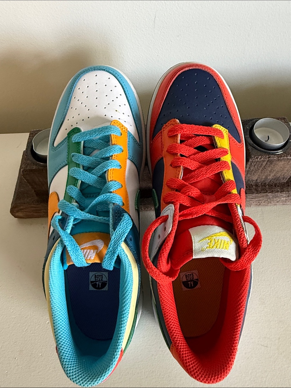 Kids Colorblock Nike Low-Top Sneakers - Red & Teal